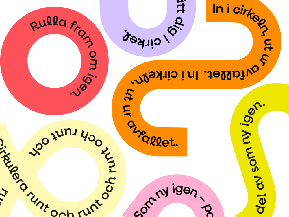 Visar grafisk illustration av cirkularitet med texter om återvinning.